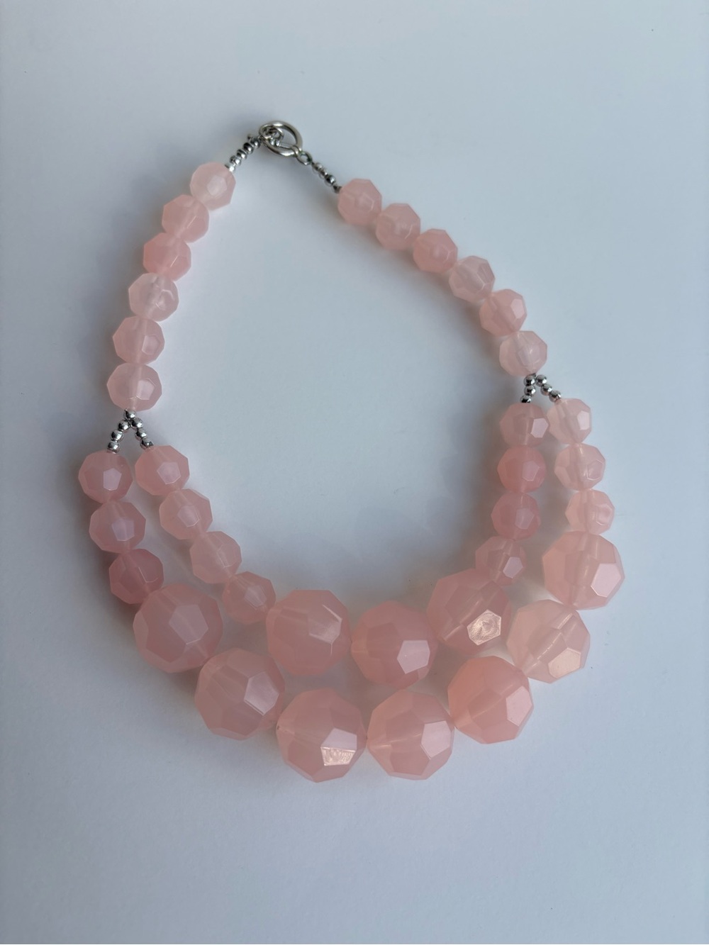 H&M Soft Pink Faceted Bead Statement Necklace Old Money, Maximalist, Grandmacore